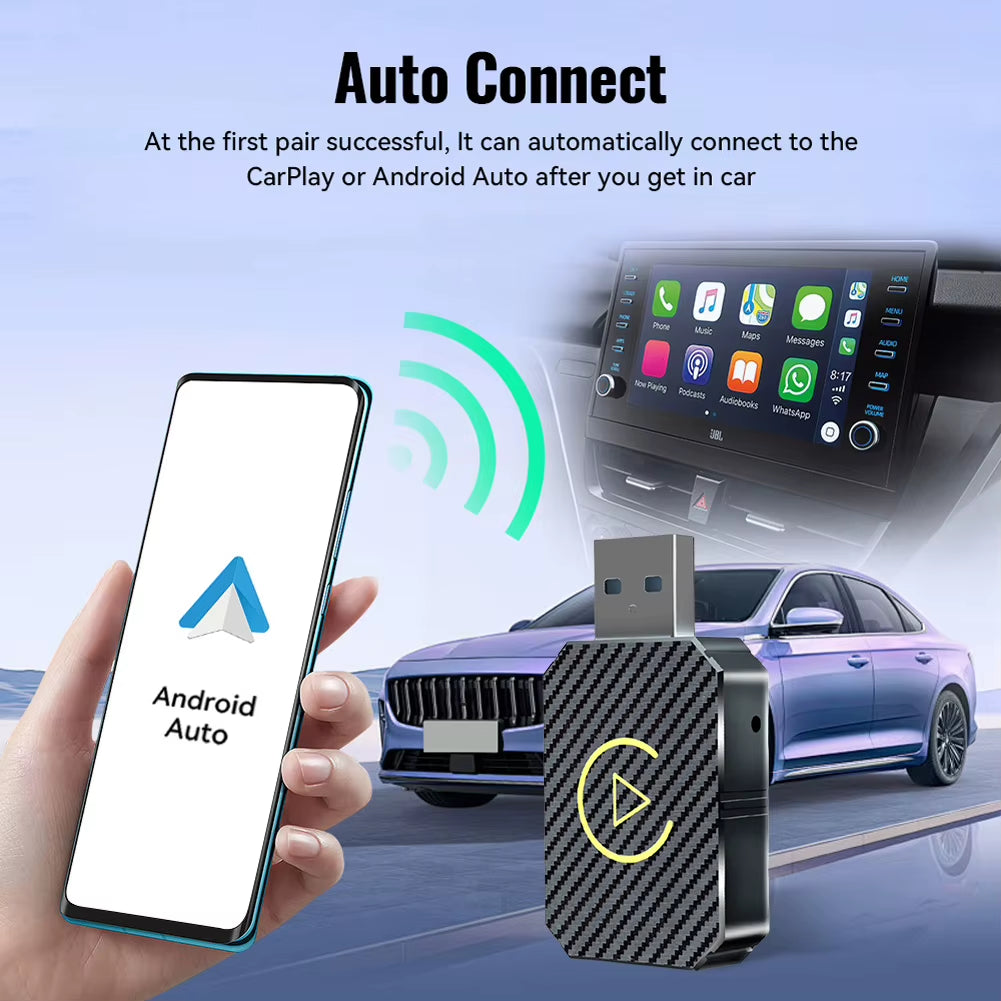 Wireless Carplay Android Auto Adapter 2 in 1 Mini Box Plug&Play Wireless Dongle BT Wifi for Wired Carplay/Andriod Auto Cars