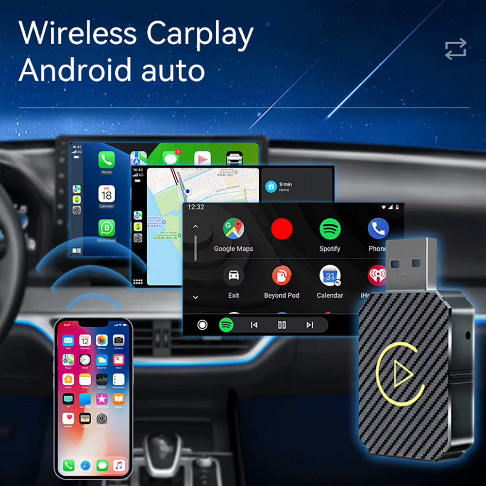 Wireless Carplay Android Auto Adapter 2 in 1 Mini Box Plug&Play Wireless Dongle BT Wifi for Wired Carplay/Andriod Auto Cars